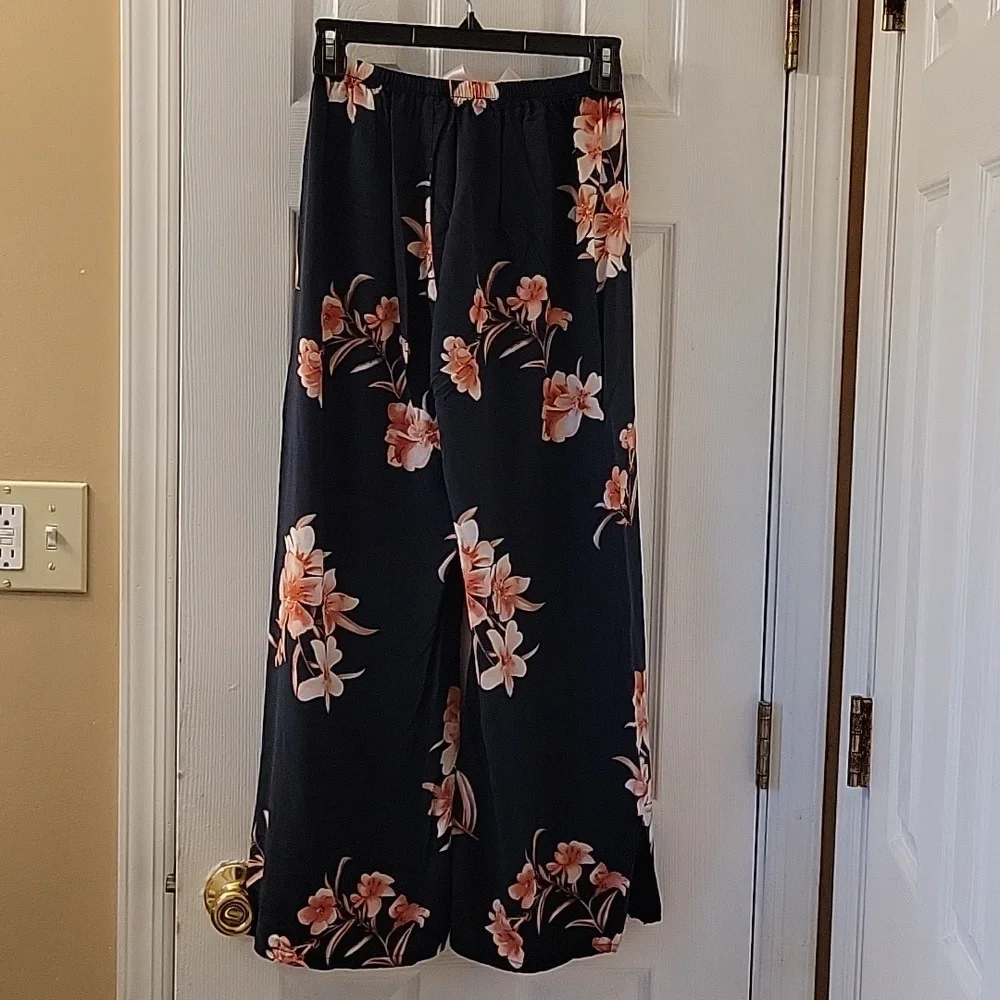 ROMWE BLACK FLORAL PRINT BOW LOUNGEWEAR/SLEEP PANT-NWT - Picture 4 of 8